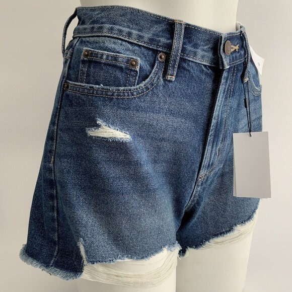 Calvin Klein Jeans Shorts Blue Denim Raw Hem High Rise 27 - Picture 8 of 8